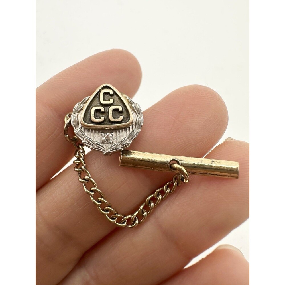 Vintage 10k Gold CCC Diamond Tie Tack